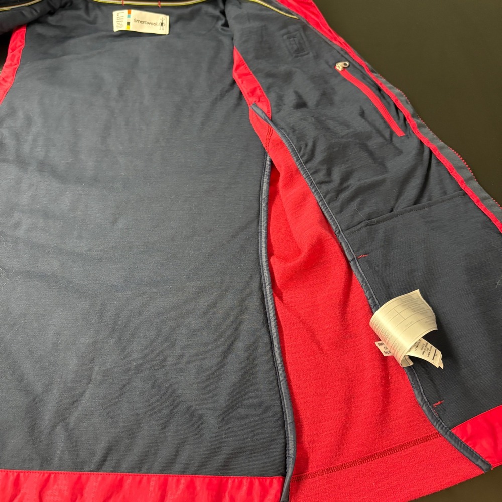 Smartwool Women Vest Medium Red Merino Wool Smarloft Hooded Quilted Full Zip - Picture 7 of 16